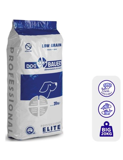 Cuccioli e Accrescimento Pesce Azzurro Low Grain - con Mele, Carote e Mirtilli 20 Kg